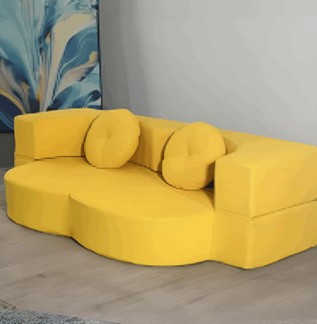 Modern office lounge area with stylish ottomans