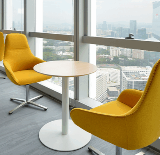 Examples of different office partition materials like glass, fabric, and wood