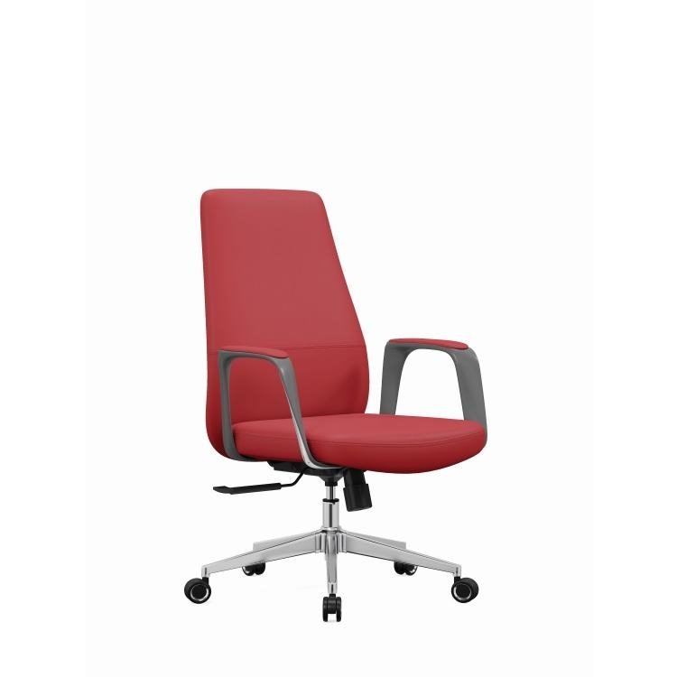 High Quality Comfortable Leather Office Chair Height Adjustable Red Ergonomic Chair High Back Office Boss Computer Chair detail 1
