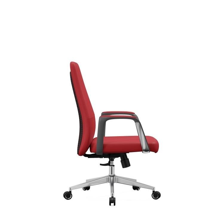 High Quality Comfortable Leather Office Chair Height Adjustable Red Ergonomic Chair High Back Office Boss Computer Chair detail 2