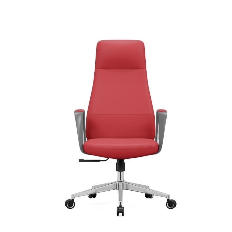 High Quality Comfortable PU Leather Office Chair Height Adjustable Red Ergonomic Chair High Back Office Boss Computer Chair detail 1