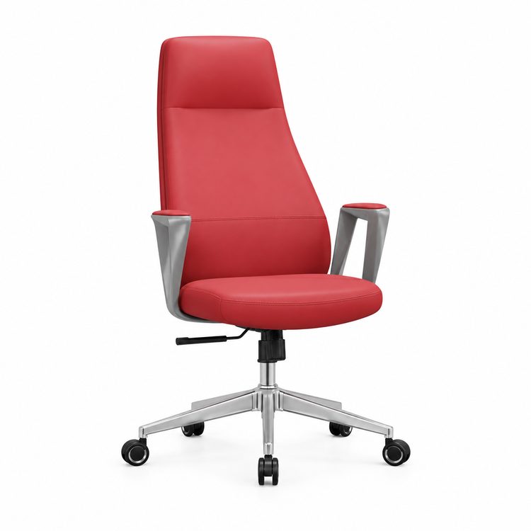 High Quality Comfortable PU Leather Office Chair Height Adjustable Red Ergonomic Chair High Back Office Boss Computer Chair detail 4