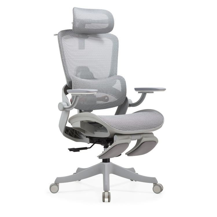 Modern PP Office Chair-Fixed Net Arm-HK2602A Hollow Seat with Pedal-Adjustable Swivel Rocking Chair Back-4D Headrest detail 3
