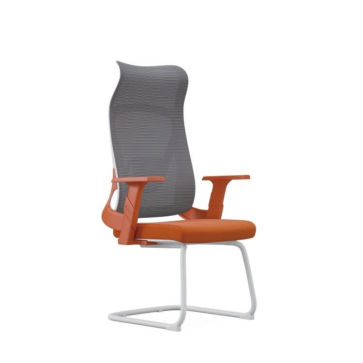 Modern Comfort Office Visitor Chair Chrome Sled Base Mesh Back Black Cushioned Seat Adjustable Armrest Gliding for Bedroom Home detail 2