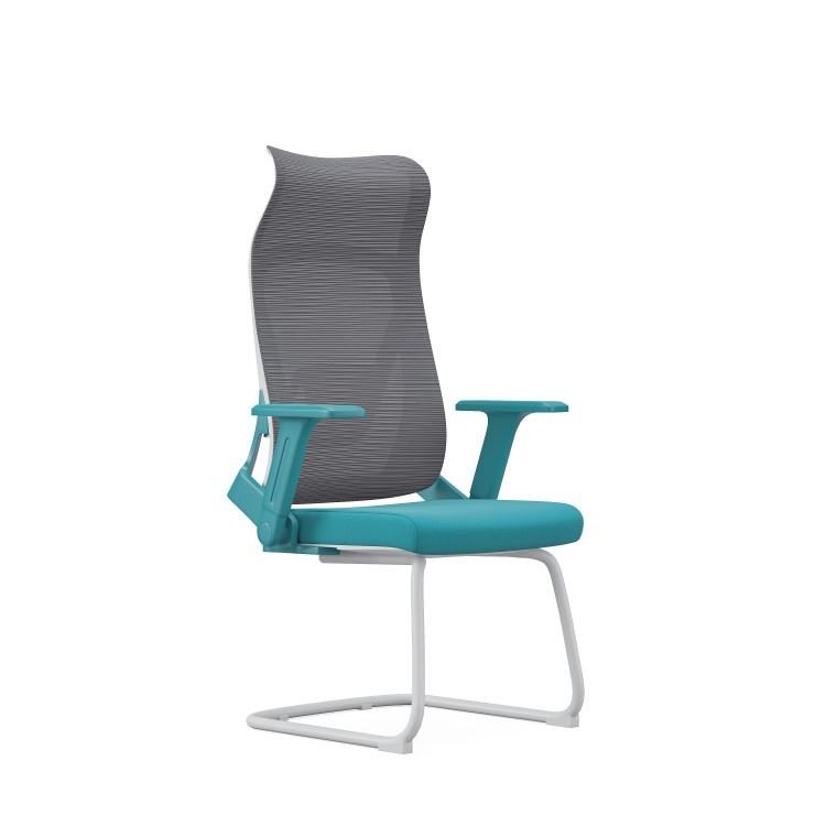 Modern Comfort Office Visitor Chair Chrome Sled Base Mesh Back Black Cushioned Seat Adjustable Armrest Gliding for Bedroom Home detail 3