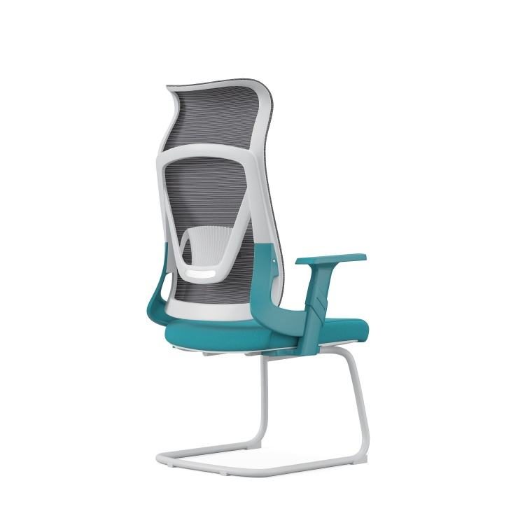 Modern Comfort Office Visitor Chair Chrome Sled Base Mesh Back Black Cushioned Seat Adjustable Armrest Gliding for Bedroom Home detail 4
