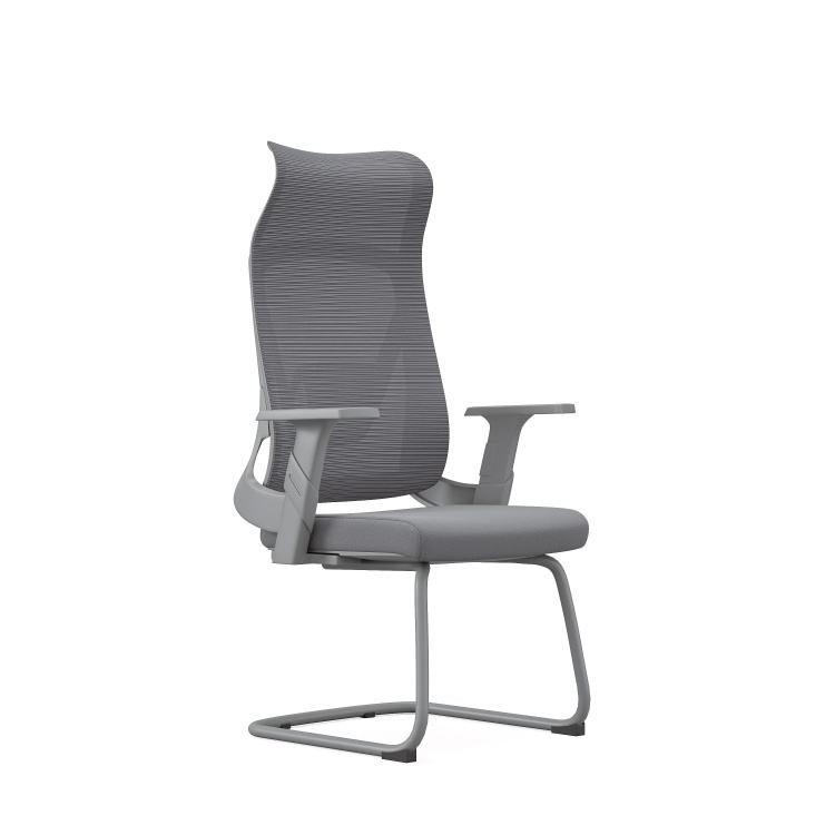 Modern Comfort Office Visitor Chair Chrome Sled Base Mesh Back Black Cushioned Seat Adjustable Armrest Gliding for Bedroom Home detail 5