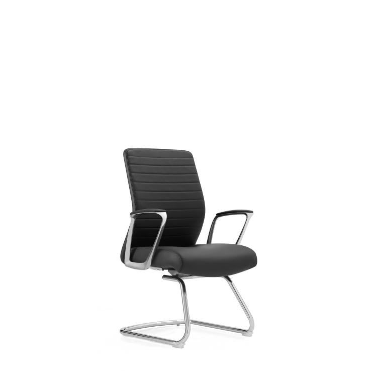 Mid-back Executive Office Chair, Dark Gray Microfiber Leather, Aluminum Base, Ergonomic Swivel Desk Chair detail 1