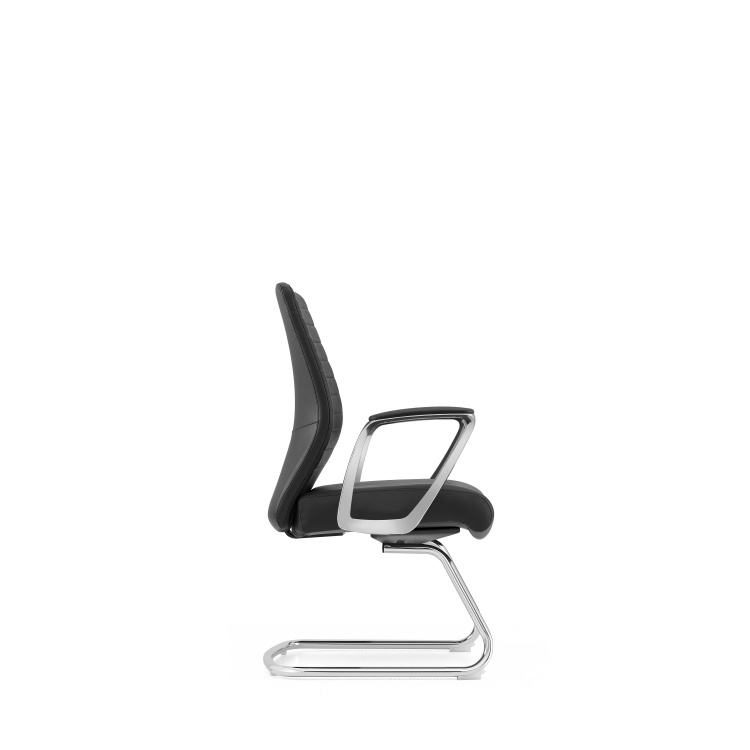 Mid-back Executive Office Chair, Dark Gray Microfiber Leather, Aluminum Base, Ergonomic Swivel Desk Chair detail 3