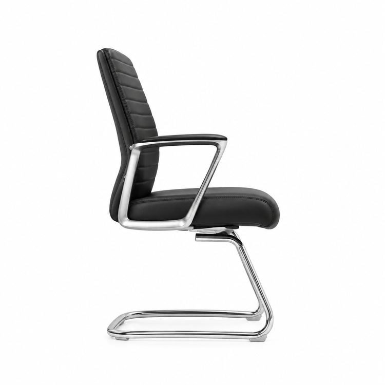 Mid-back Executive Office Chair, Dark Gray Microfiber Leather, Aluminum Base, Ergonomic Swivel Desk Chair detail 4