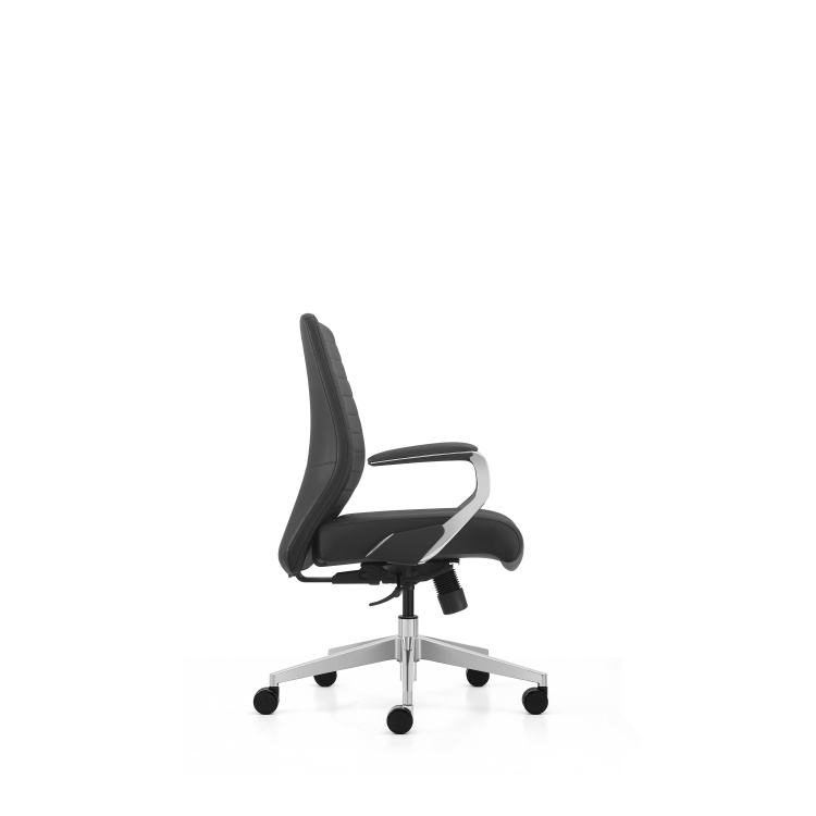 Mid-back Executive Office Chair, Black Microfiber Leather, Aluminum Armrest & Base, Ergonomic Swivel Desk Chair detail 3