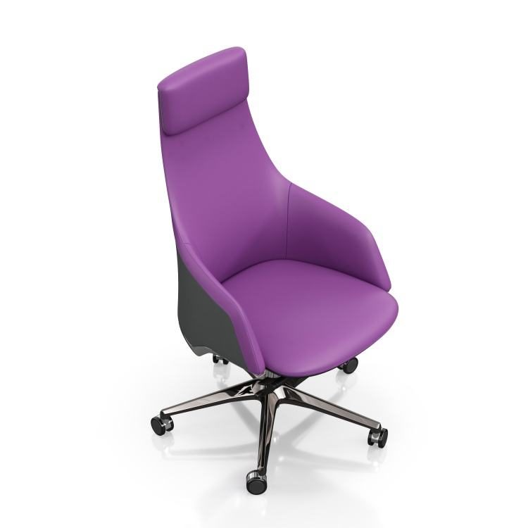 Purple Executive Leather Swivel Chair with Modern Design Lift Office Chair for Conference Use detail 1