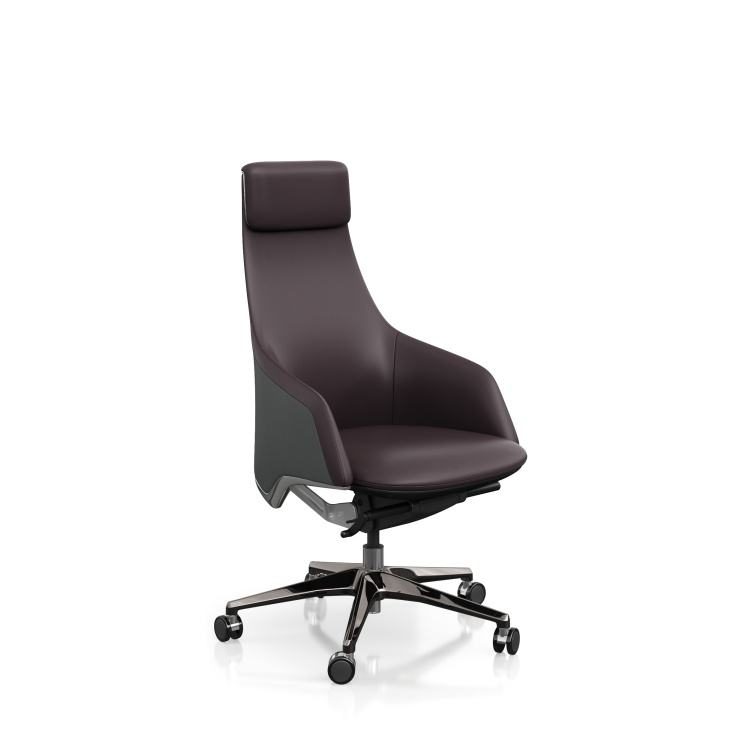 Purple Executive Leather Swivel Chair with Modern Design Lift Office Chair for Conference Use detail 2