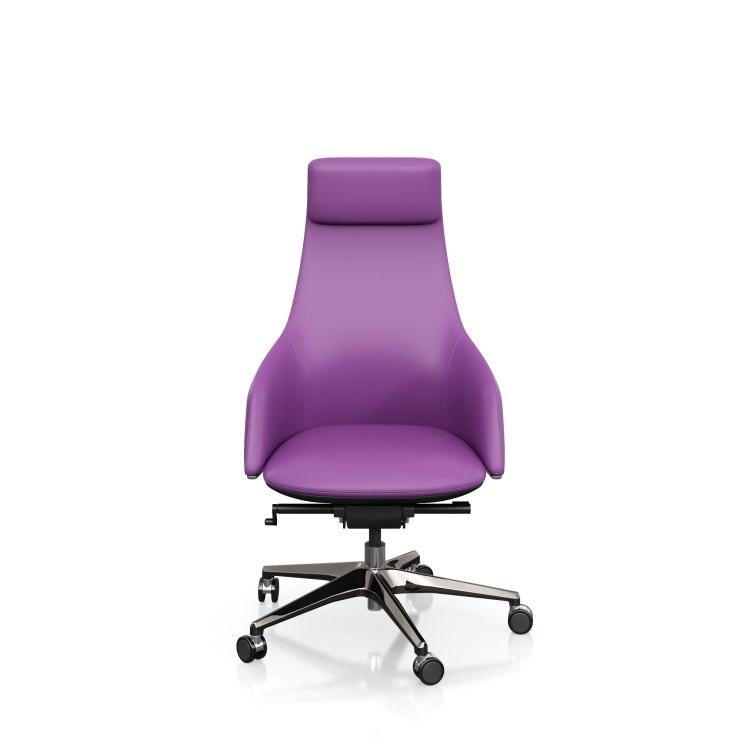 Purple Executive Leather Swivel Chair with Modern Design Lift Office Chair for Conference Use detail 3