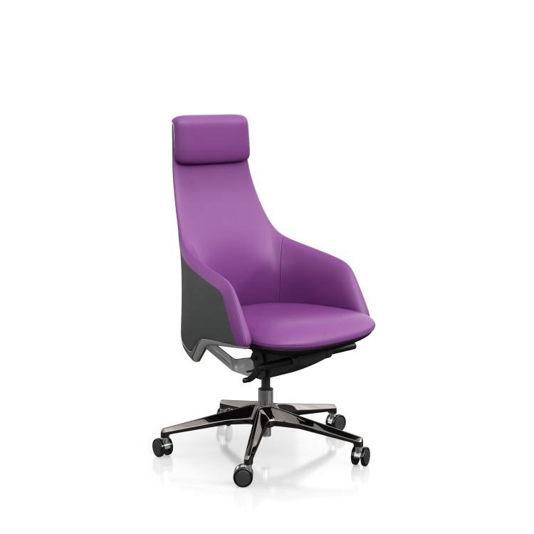 Purple Executive Leather Swivel Chair with Modern Design Lift Office Chair for Conference Use detail 5