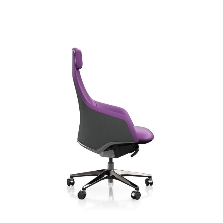 Purple Executive Leather Swivel Chair with Modern Design Lift Office Chair for Conference Use detail 6