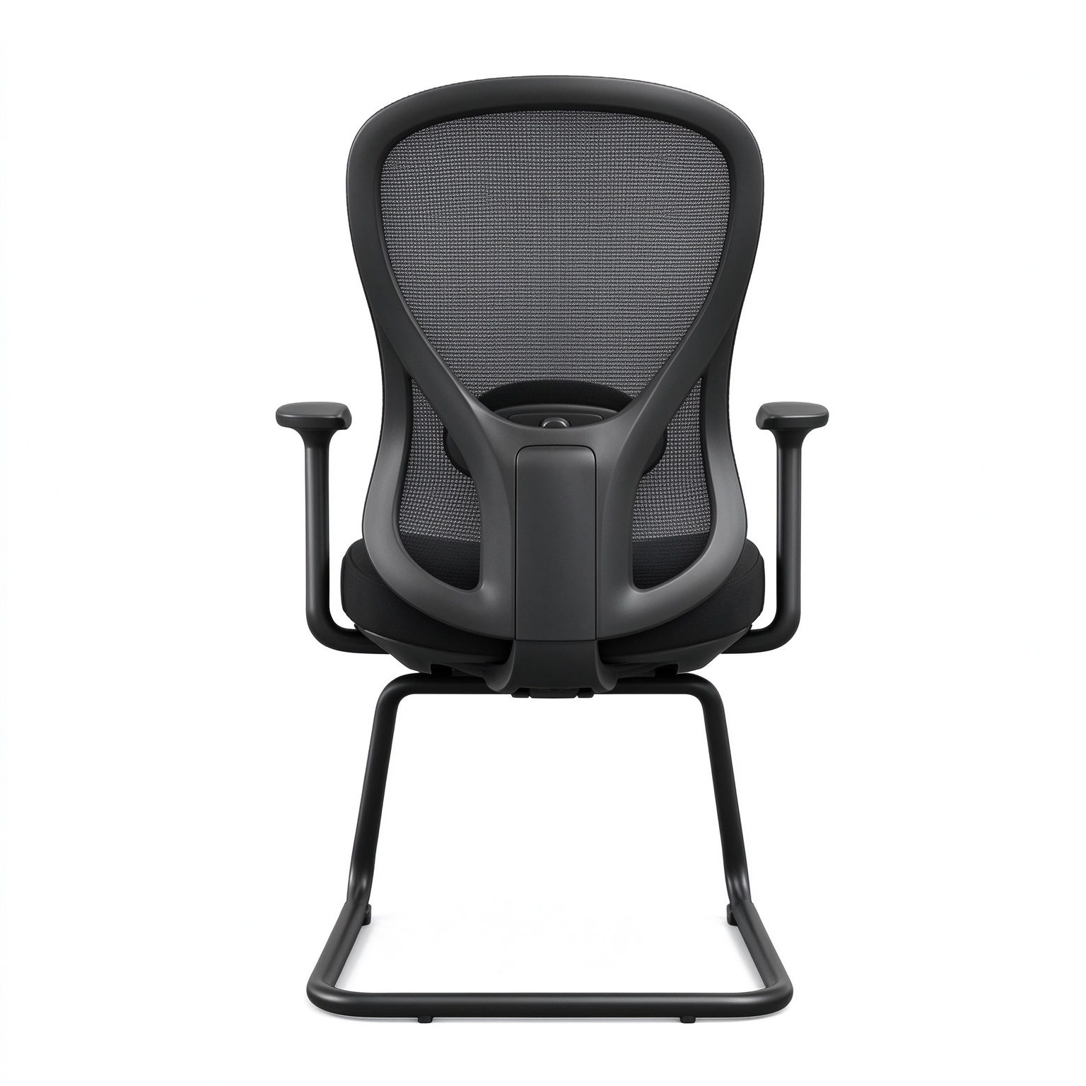 Modern Visitor Meeting Room Office Training Chair Without Wheels Guest Reception Conference Chair Adjustable Lumbar Mesh+Fabric detail 4