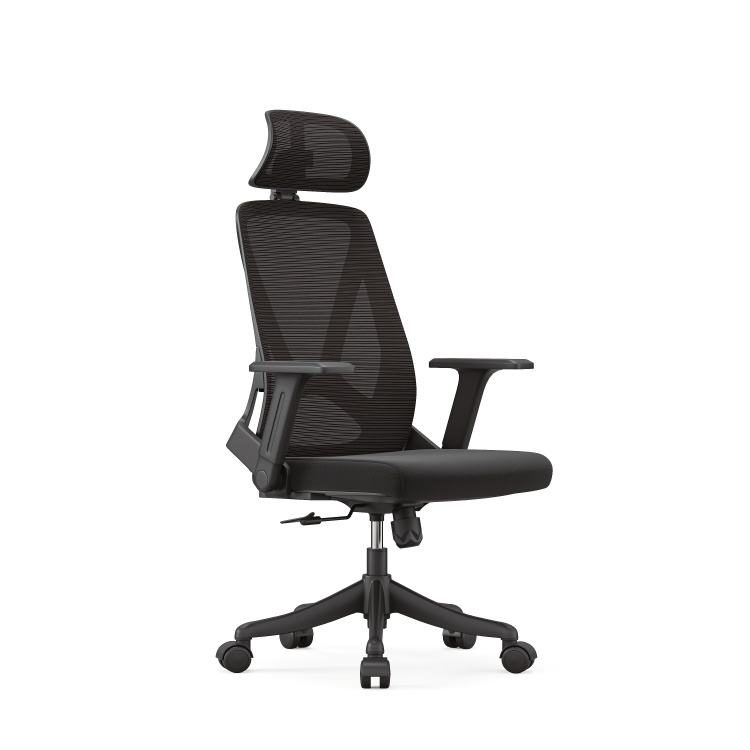Ergonomic Mesh Swivel Office Chair, Grey High Back with Blue One-piece Fixed Armrest, 2D Headrest & Breathable Back for Office detail 5
