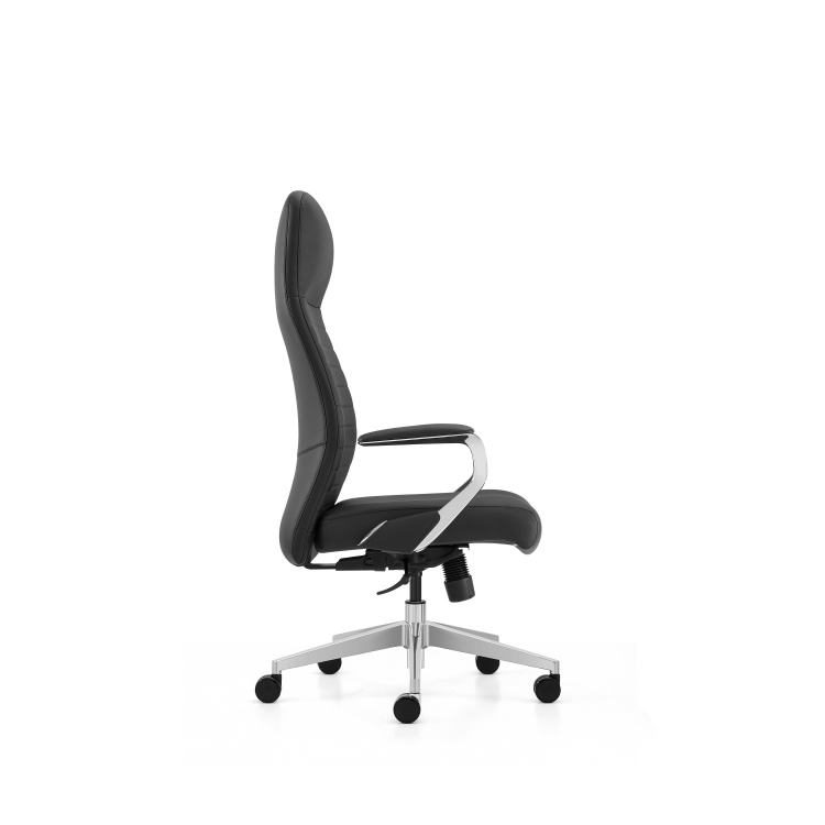 Modern Executive High Back Swivel Adjustable Height Leather Office Chair with Metal Frame Fixed Armrests and Tilting detail 2