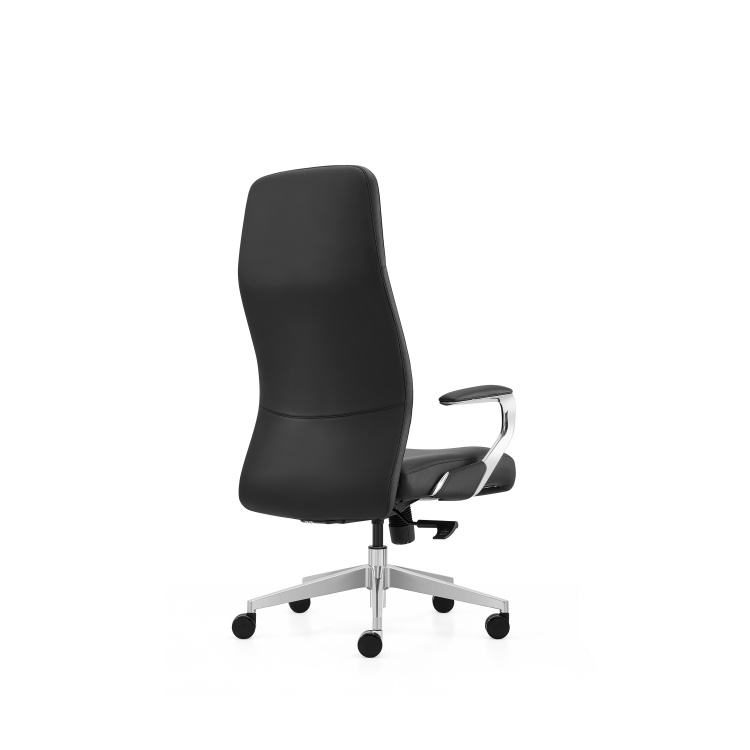Modern Executive High Back Swivel Adjustable Height Leather Office Chair with Metal Frame Fixed Armrests and Tilting detail 3