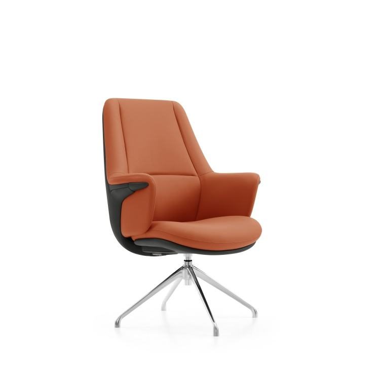 Premium Modern Leather Office Chair | Ergonomic Comfort Design with Adjustable Armrest and Chrome Legs detail 1