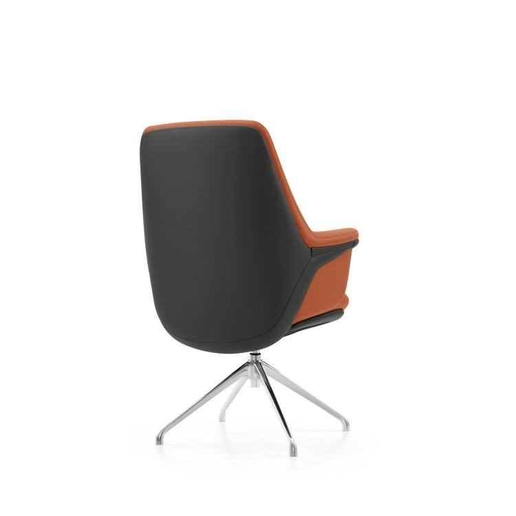 Premium Modern Leather Office Chair | Ergonomic Comfort Design with Adjustable Armrest and Chrome Legs detail 4