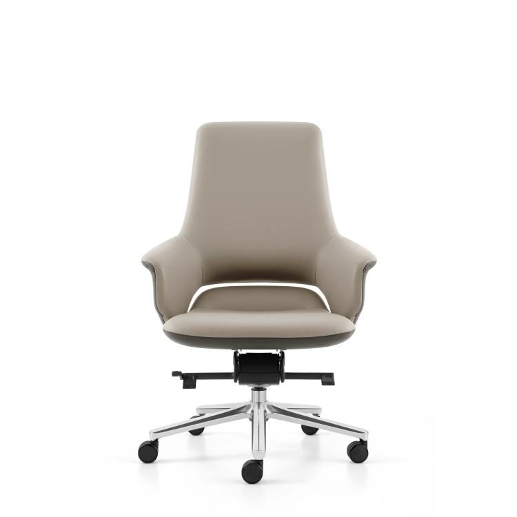 Modern School Executive Office PU Leather Chair with Curved Metal Armrests and High-Density Foam for Ergonomic Comfort detail 3
