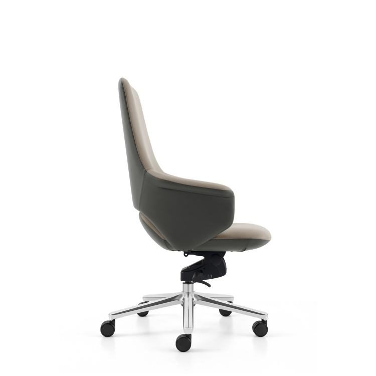 Modern School Executive Office PU Leather Chair with Curved Metal Armrests and High-Density Foam for Ergonomic Comfort detail 5