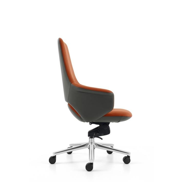 Modern School Executive Office PU Leather Chair with Curved Metal Armrests and High-Density Foam for Ergonomic Comfort detail 6