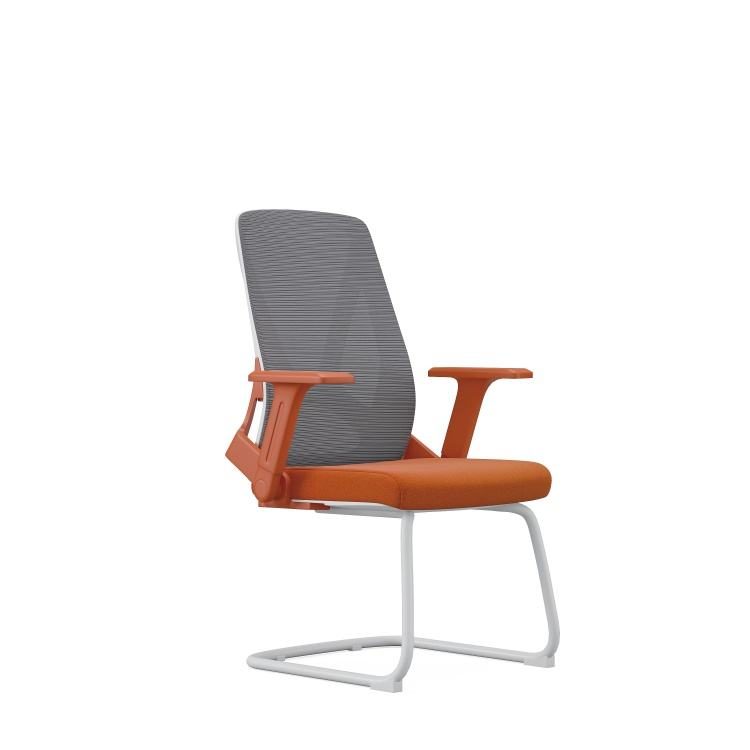 Modern Guest Chair Ergonomic Office Mesh Chair with Chrome Leg Sled Base Plastic Frame Durable Fabric Reception Conference Chair detail 1