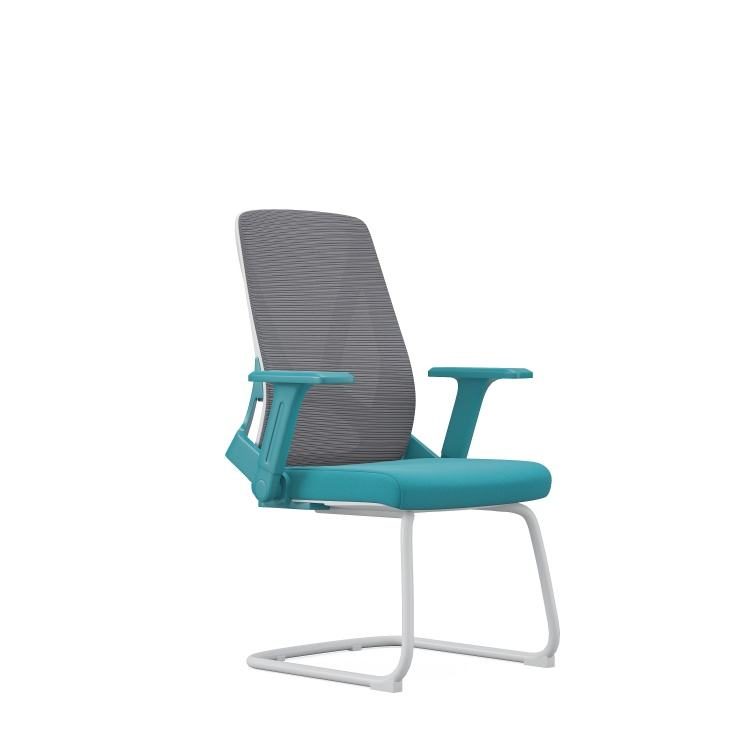Modern Guest Chair Ergonomic Office Mesh Chair with Chrome Leg Sled Base Plastic Frame Durable Fabric Reception Conference Chair detail 3