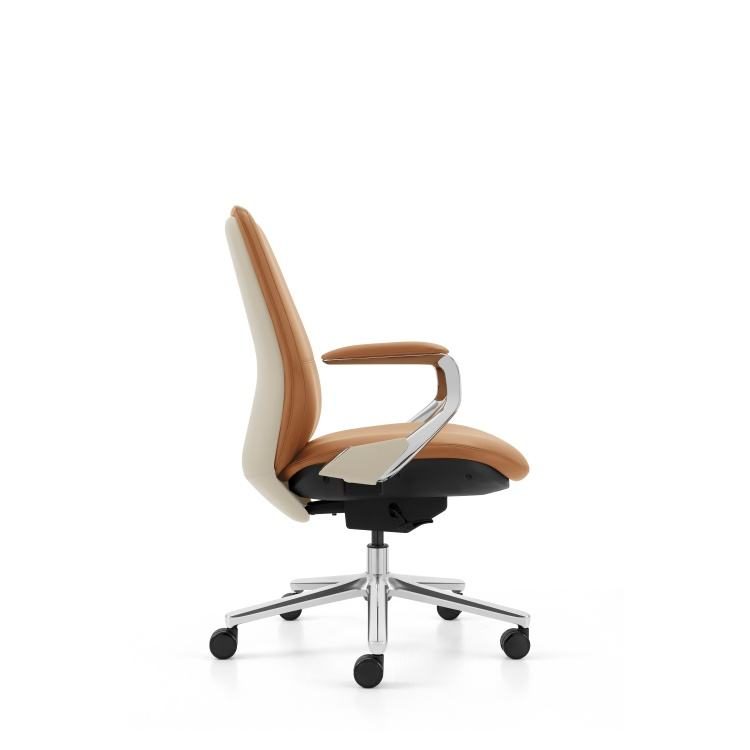 Mid Back Commercial Soft Tan Leather Office Chair Modern Design Executive Boss Office Chair detail 4