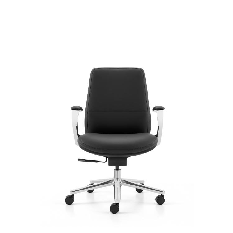 Mid Back Commercial Soft Tan Leather Office Chair Modern Design Executive Boss Office Chair detail 5