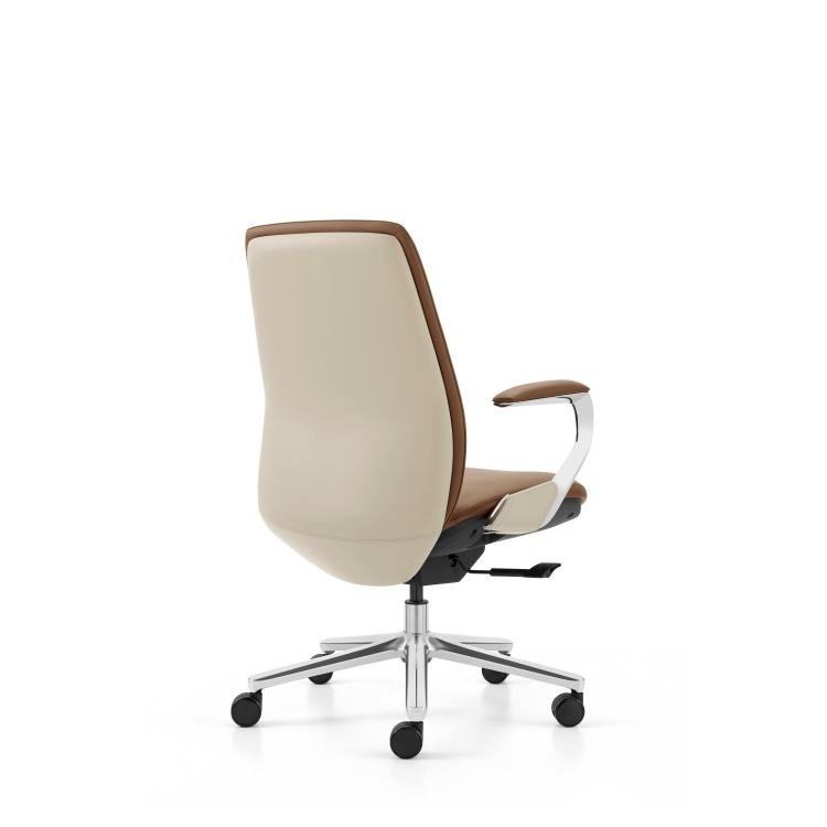 Mid Back Commercial Soft Tan Leather Office Chair Modern Design Executive Boss Office Chair detail 6