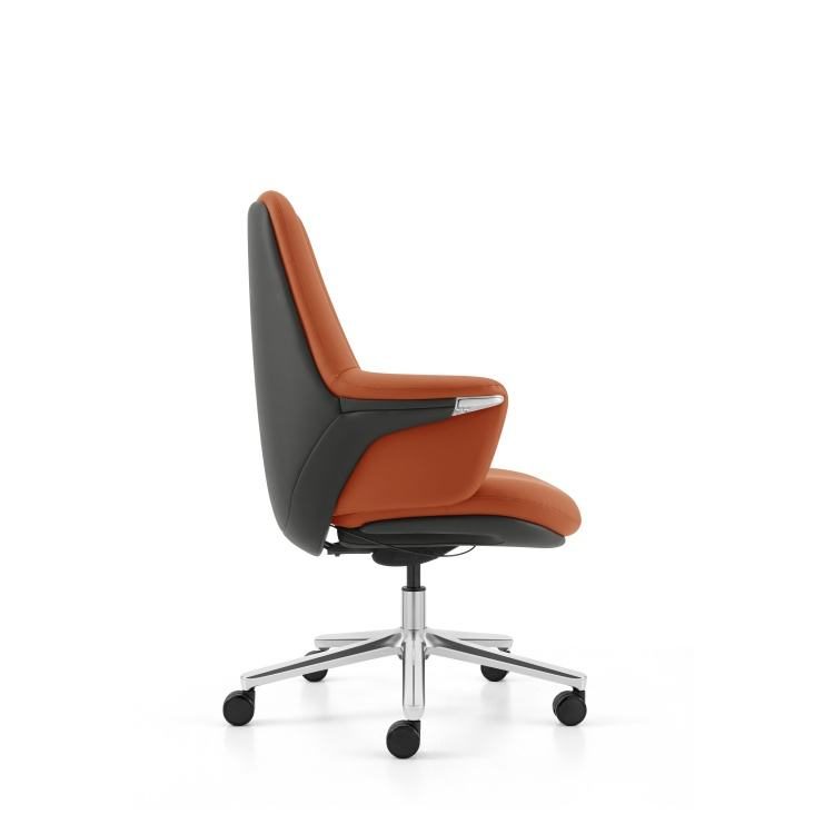 Premium Modern Leather Swivel Office Chair | Ergonomic Comfort Design with Adjustable Armrest and Chrome Legs detail 1