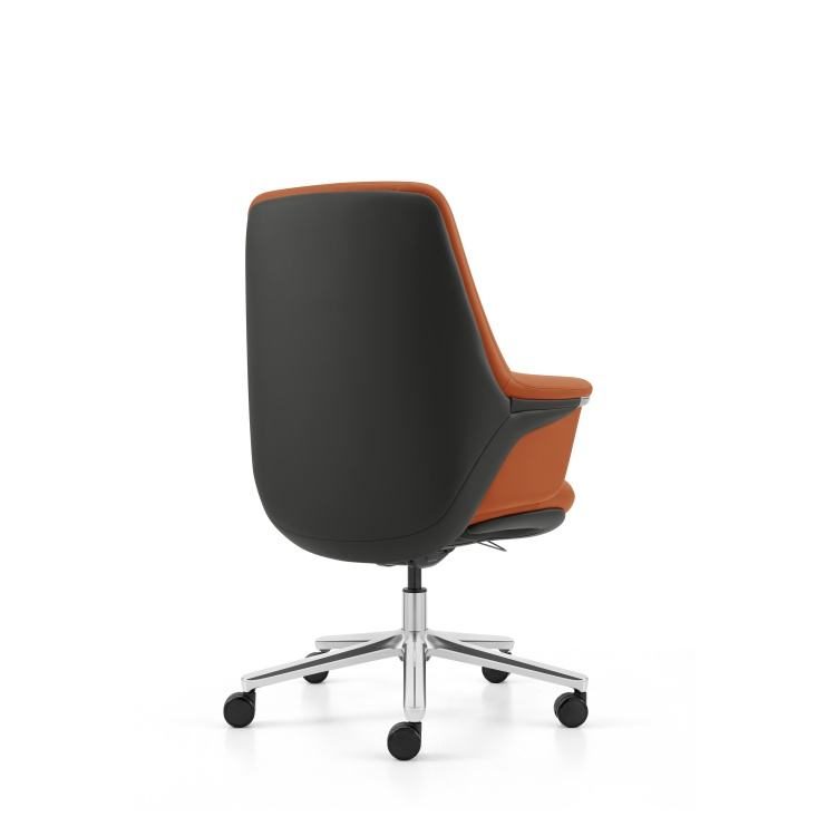 Premium Modern Leather Swivel Office Chair | Ergonomic Comfort Design with Adjustable Armrest and Chrome Legs detail 2