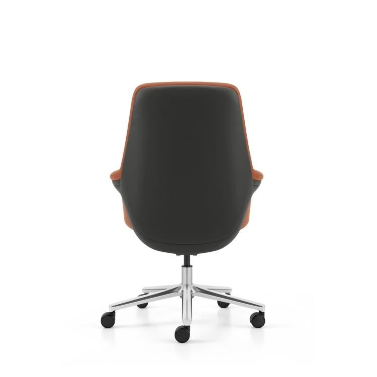 Premium Modern Leather Swivel Office Chair | Ergonomic Comfort Design with Adjustable Armrest and Chrome Legs detail 5