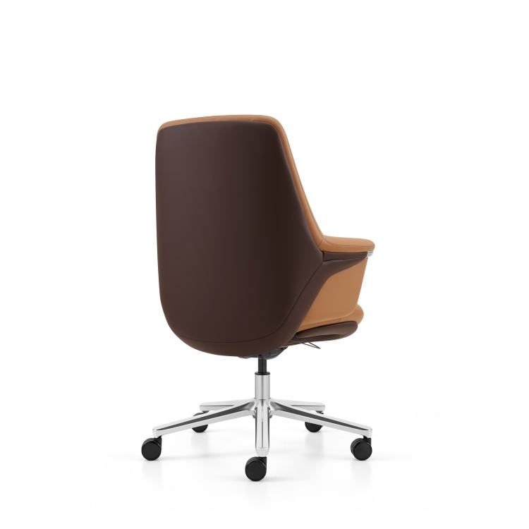 Premium Modern Leather Swivel Office Chair | Ergonomic Comfort Design with Adjustable Armrest and Chrome Legs detail 6