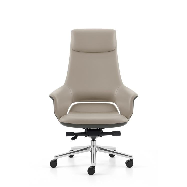 Executive Contemporary Ergonomic Leather Office Chair Fixed Headrest Fixed Armrests 360 Rotating Wide High-Back Home Office detail 1