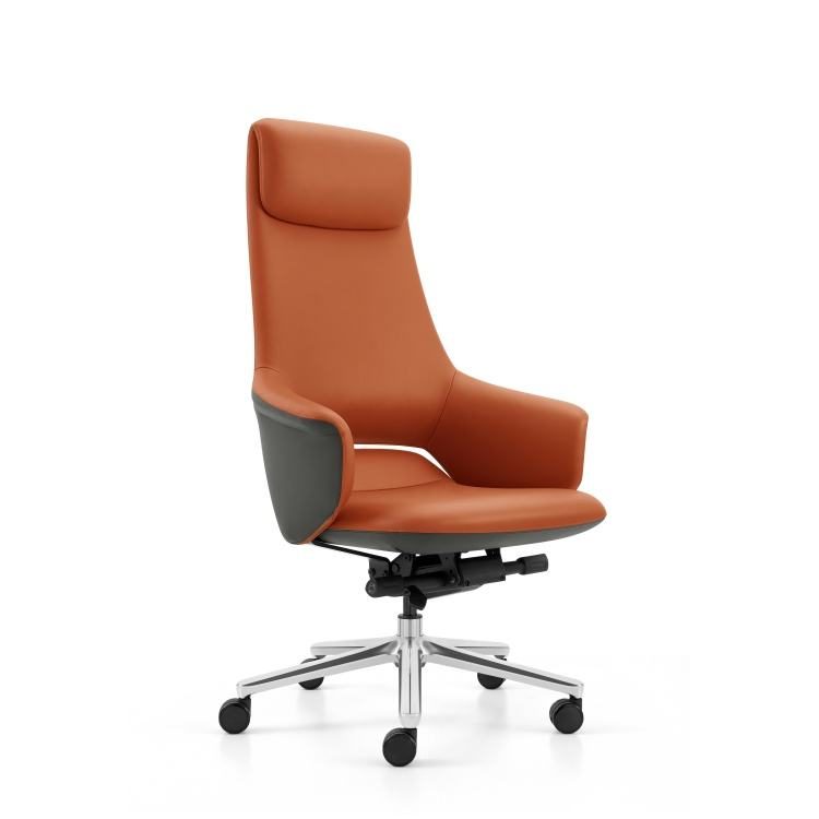 Executive Contemporary Ergonomic Leather Office Chair Fixed Headrest Fixed Armrests 360 Rotating Wide High-Back Home Office detail 4
