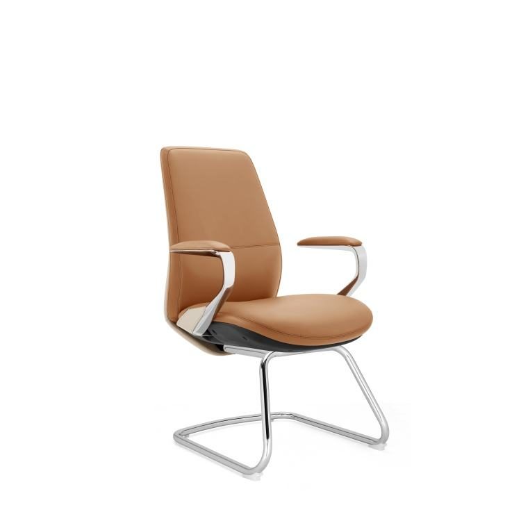Wholesale Modern Ergonomic PU Leather Office Chair with Fixed Headrest Metal Legs for Executive Staff Meetings detail 1