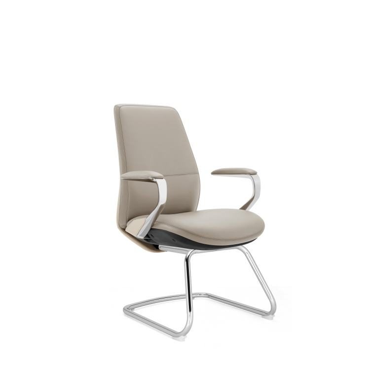 Wholesale Modern Ergonomic PU Leather Office Chair with Fixed Headrest Metal Legs for Executive Staff Meetings detail 2