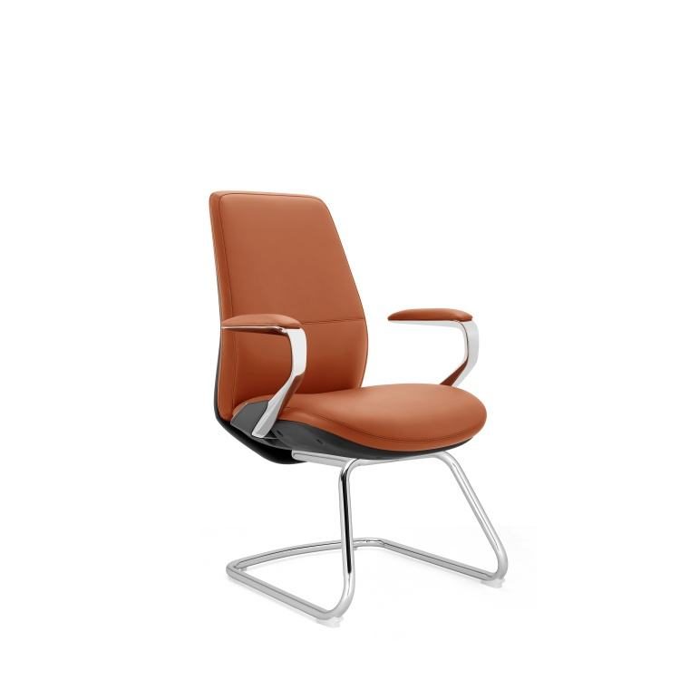 Wholesale Modern Ergonomic PU Leather Office Chair with Fixed Headrest Metal Legs for Executive Staff Meetings detail 3