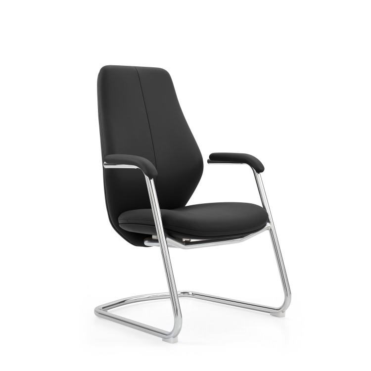 Modern Metal Office Chair Leather with Aluminium Alloy Fixed Armrests for Dining and Conference Rooms detail 2