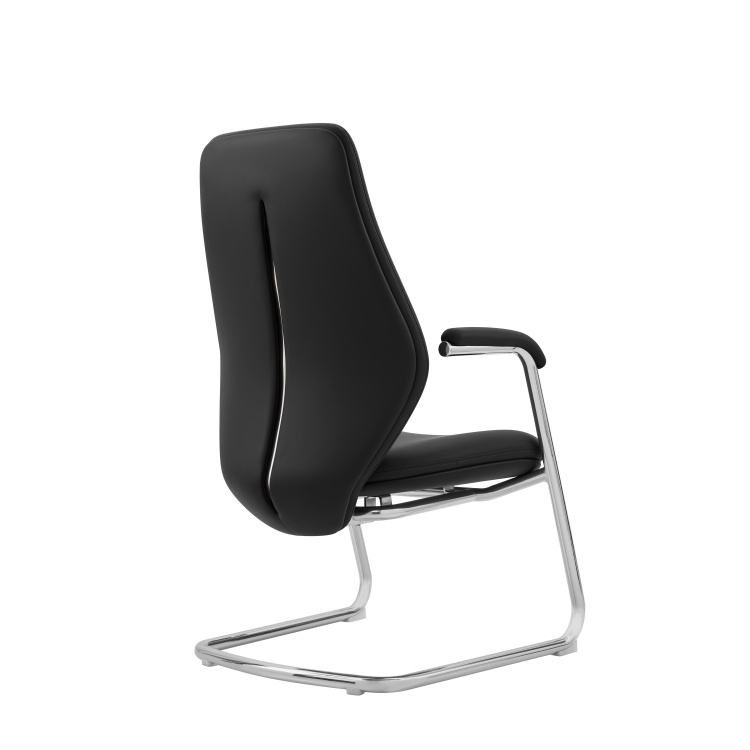 Modern Metal Office Chair Leather with Aluminium Alloy Fixed Armrests for Dining and Conference Rooms detail 4