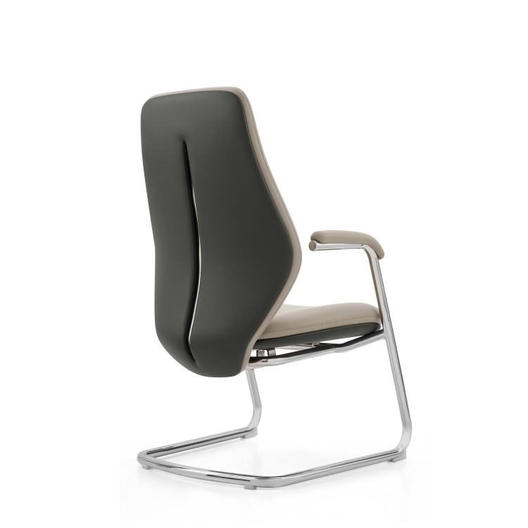 Modern Metal Office Chair Leather with Aluminium Alloy Fixed Armrests for Dining and Conference Rooms detail 5