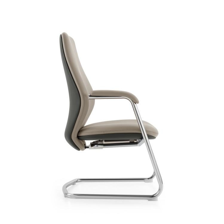 Modern Metal Office Chair Leather with Aluminium Alloy Fixed Armrests for Dining and Conference Rooms detail 6