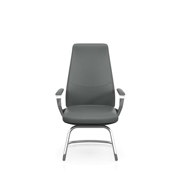 Modern Grey Lift Chair Black Ergonomic Conference Chair with Armrests detail 2