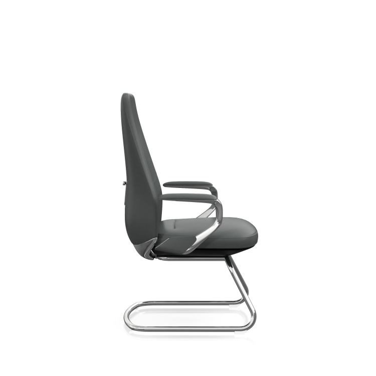 Modern Grey Lift Chair Black Ergonomic Conference Chair with Armrests detail 4
