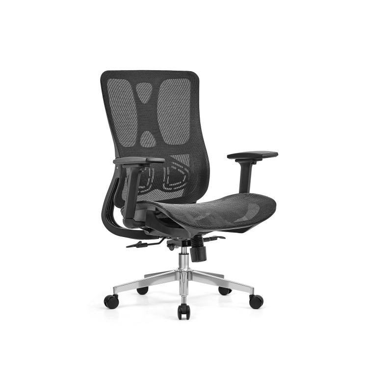Modern Executive Ergonomic Chair 2D Adjustable Headrest Mesh Swivel Aluminum Base Tilting Office/Gaming Chair Comfortable Long detail 2